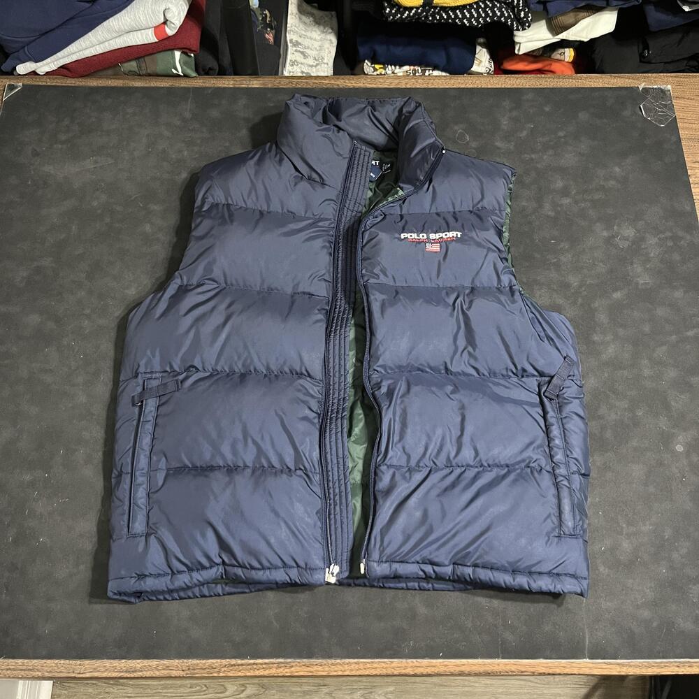 Vintage Polo Sport Ralph Lauren Down Vest Mens Medium Nuptse Puffer Quilted 90s